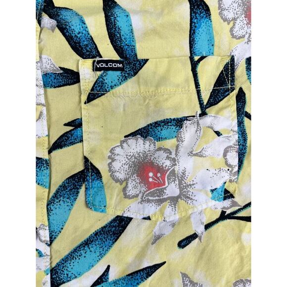 Men’s Volcom S Yellow Tropical Floral Short Sleeve Shirt – Excellent Condition - Picture 5 of 11